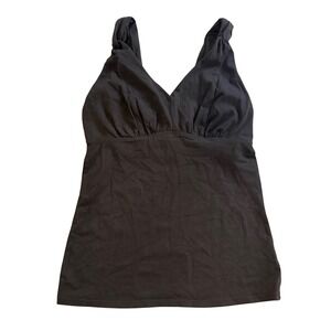 Athleta Black V Neck Gathered Bust Tank Top Size S Activewear